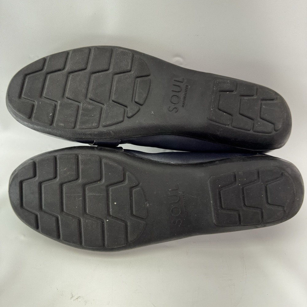 SOUL Naturalizer Navy Leather Loafers Womens 8W Wide Comfort Slip On Shoes - Picture 12 of 12